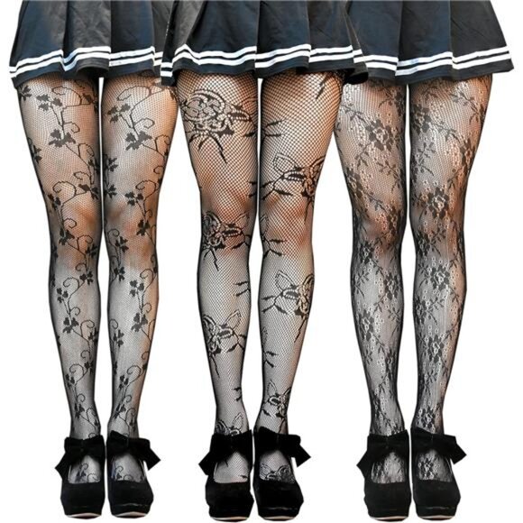 3 Fishnet Patterned Tights - Picture 1 of 7